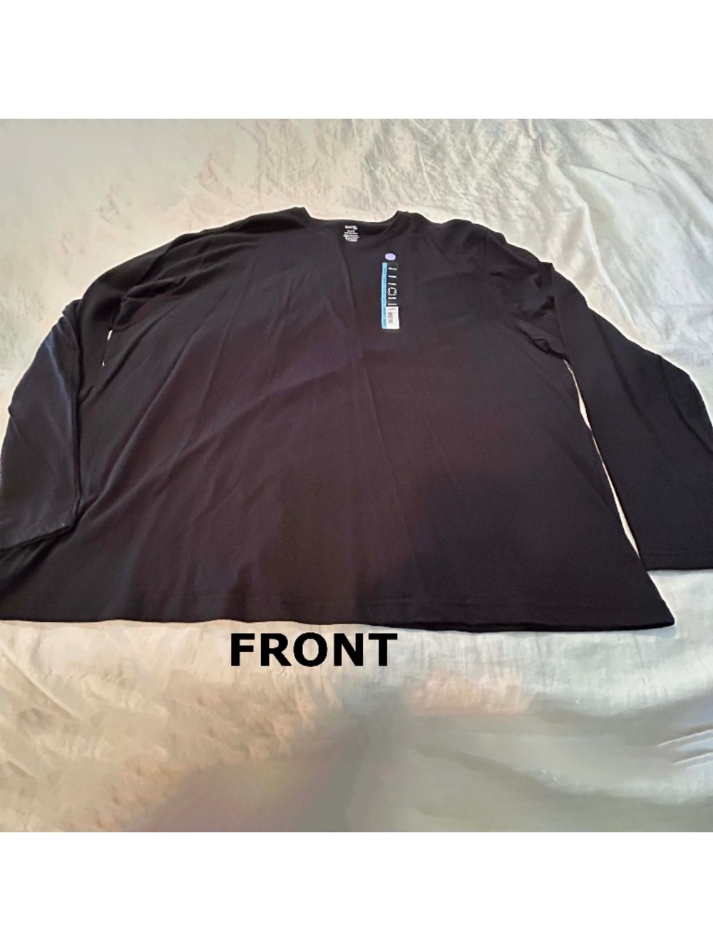 T-SHIRT, BLACK, SIZE 3XL, PURE COTTON, LONG SLEEVES, ROUND NECK, by GEORGE,